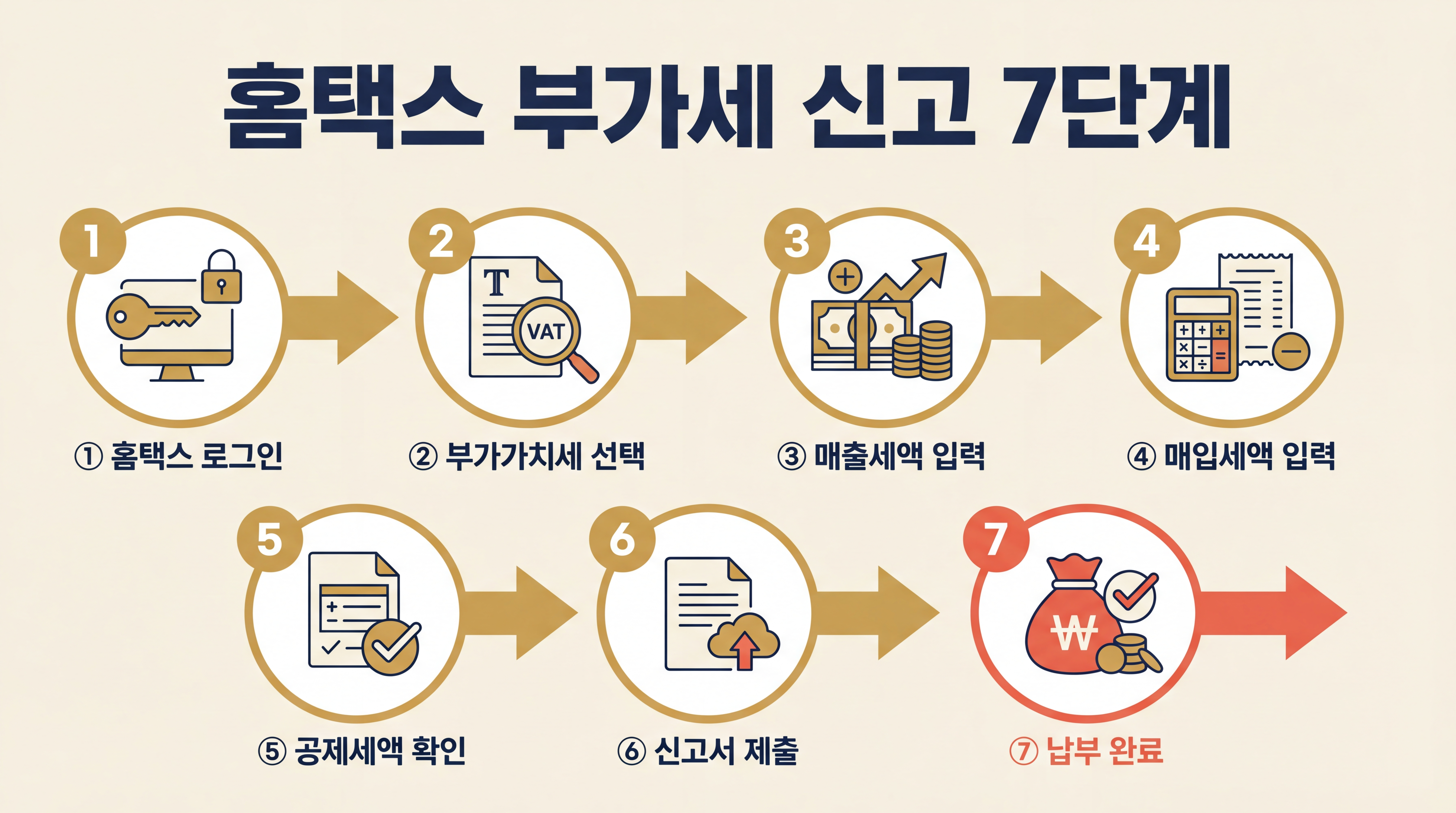 홈택스 부가세 신고 7단계 플로우