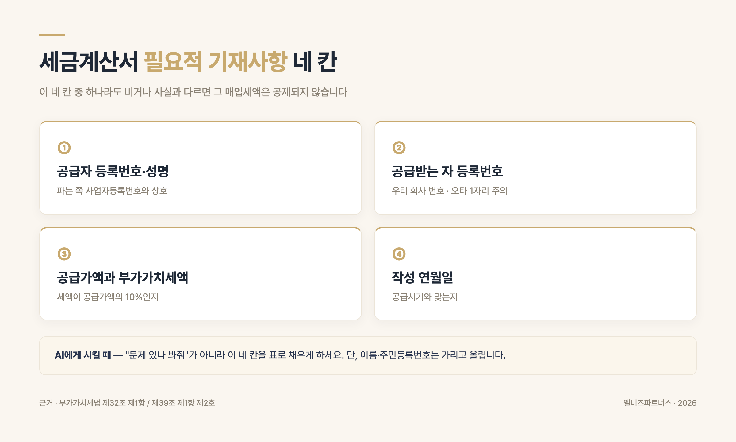 세금계산서 필요적 기재사항 4칸 체크